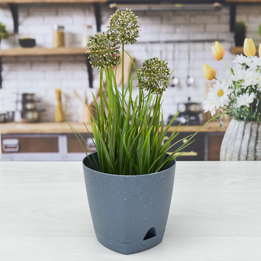 Горшок цветочный Amsterdam 1,35л D140мм, тёмный камень