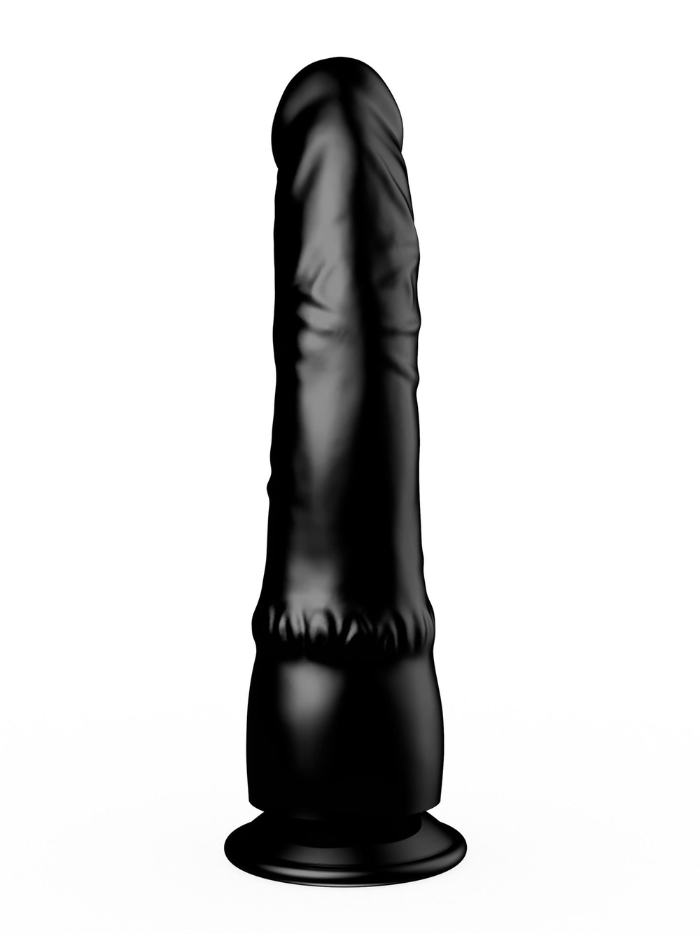 Чёрный фаллоимитатор на присоске - 19,3 см. (Цвет: черный)