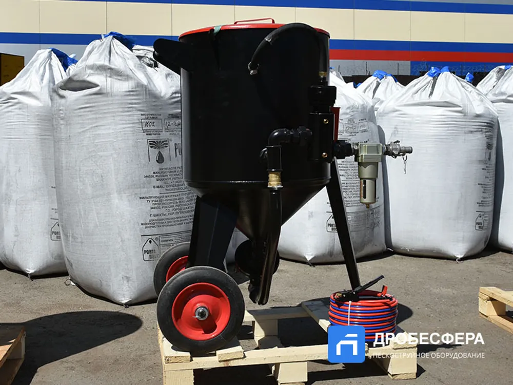 Пескоструйный аппарат PST-PS-160-3 с рукавом TWIN 20 метров с шиберным дозатором