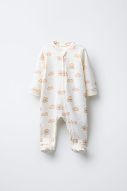 ZARA КОМБИНЕЗОН ИЗ ВЕЛЮРА С ПРИНТОМ «СОБАЧКИ», РЫЖЕВАТО-КОРИЧНЕВЫЙ