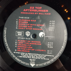 Винтажная виниловая пластинка LP ZZ Top Afterburner (Germany 1985) Velcro Fly