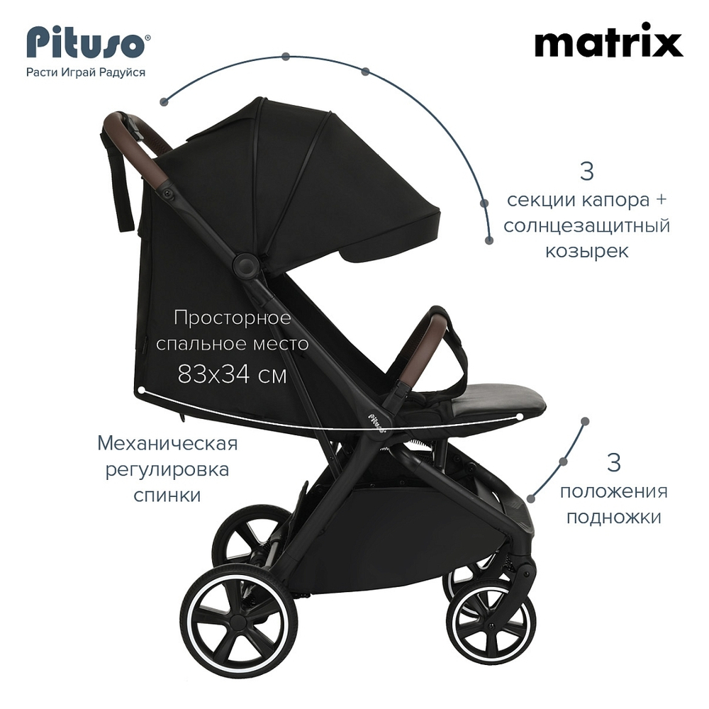 Pituso Коляска прогулочная MATRIX XXL Black