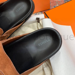 Мужские мюли Hermes Go Mule в коричневом цвете из замши