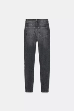 ZARA МОДЕЛИРУЮЩИЕ ДЖИНСЫ TRF С ВЫСОКОЙ ПОСАДКОЙ, АНТРАЦИТОВО-СЕРЫЙ