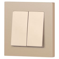 Выключатель Intro Accent 6-104-04 двойной, 10А-250В, IP20, СУ, AL/CU, шампань | Intro