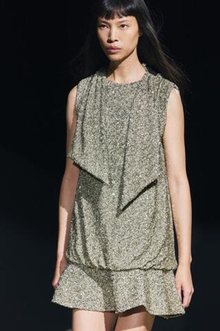 ZARA ПЛАТЬЕ С ПАЙЕТКАМИ И ОБОДКОМ — ZW COLLECTION, СЕРЕБРИСТЫЙ