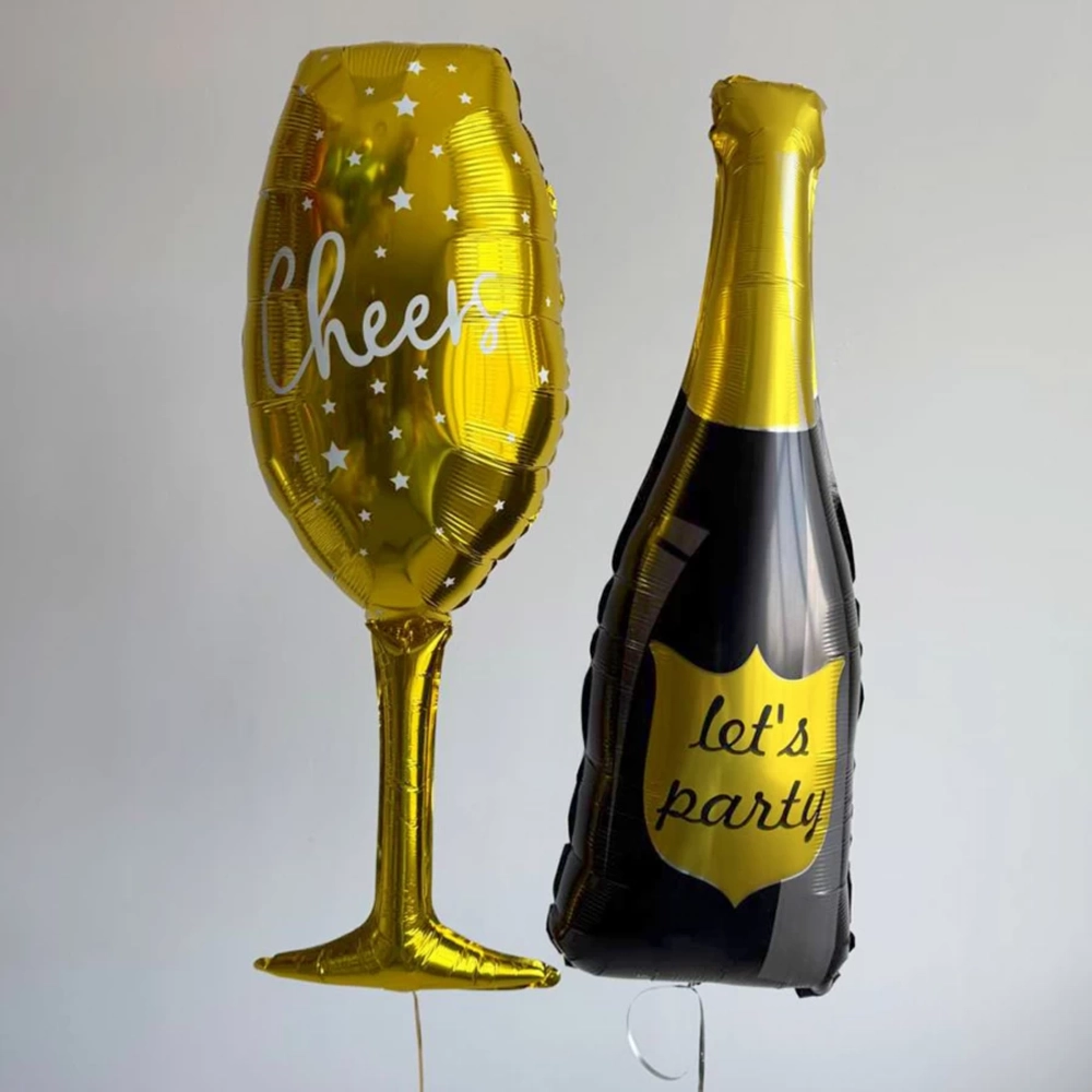 Фольгированный шар-фигура «Бокал. Cheers» в золотом цвете, 81 см