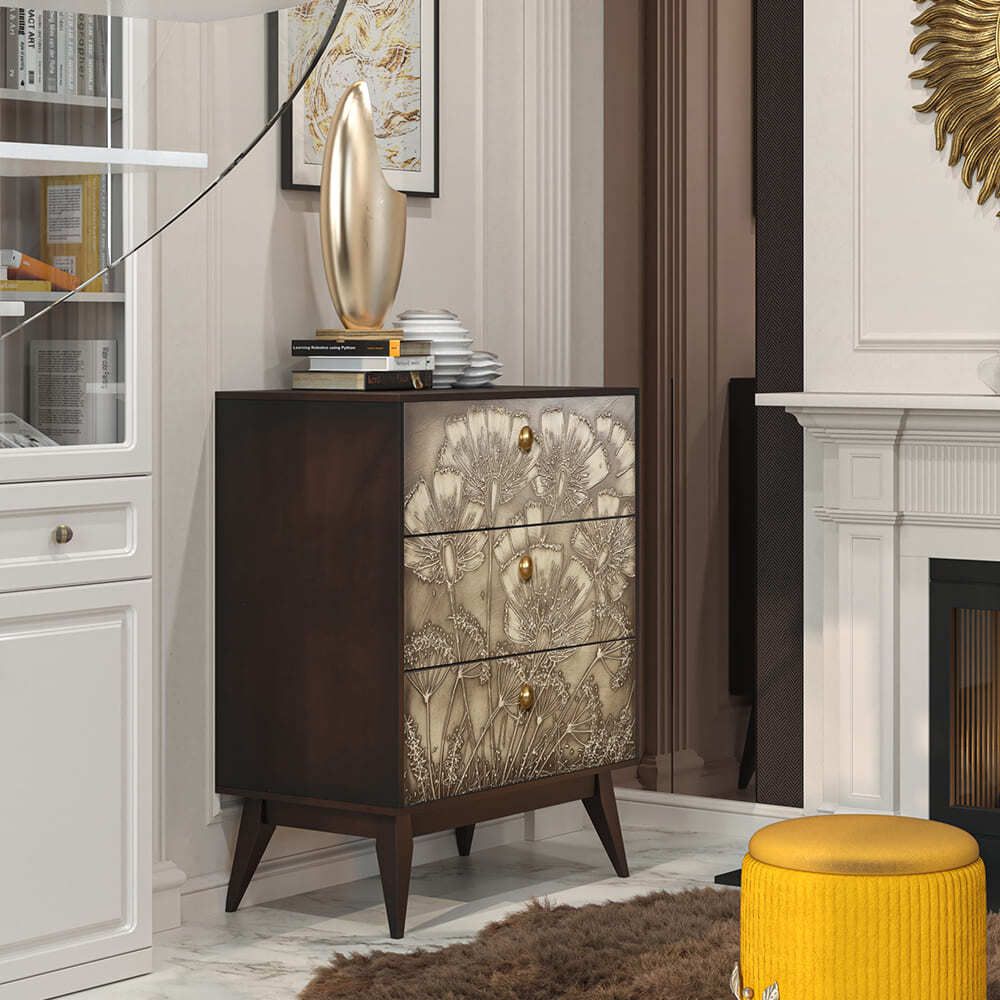 Комод Маки с 3 ящиками Каштан