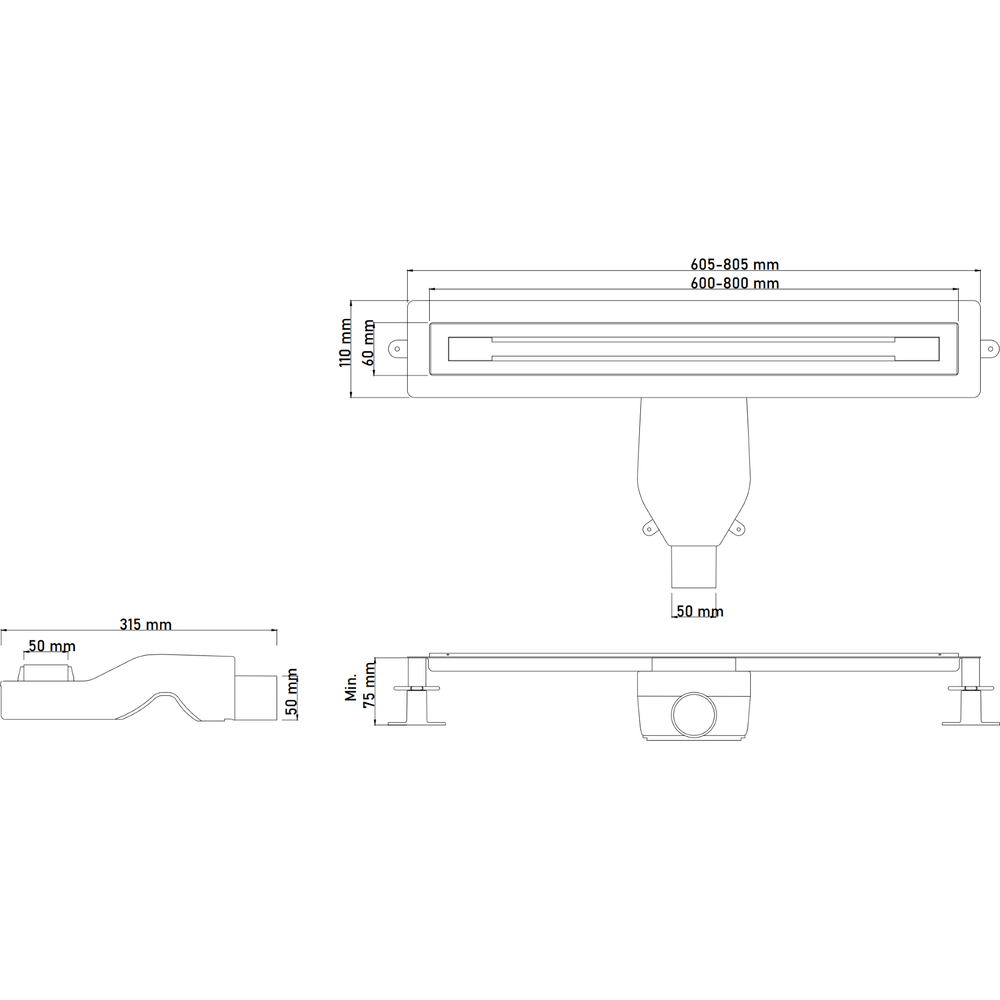 Душевой лоток Boheme Premium Trendy 80см 983-80-CB нержавеющая сталь COPPER BRUSHED