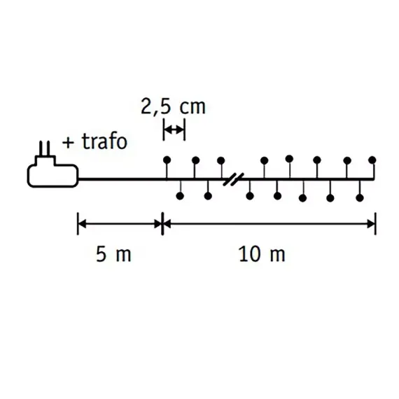 Гирлянда Капли 400 теплых белых микро ламп, 1000 см., 8 функций, таймер, зеленый провод, Luca (84637)