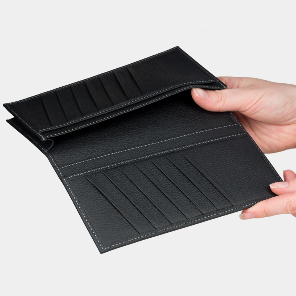 Мужской кожаный кошелек, теленок черного цвета