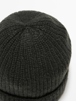 Massimo Dutti Шапка бини из 100% кашемира в рубчик, темно-зеленый