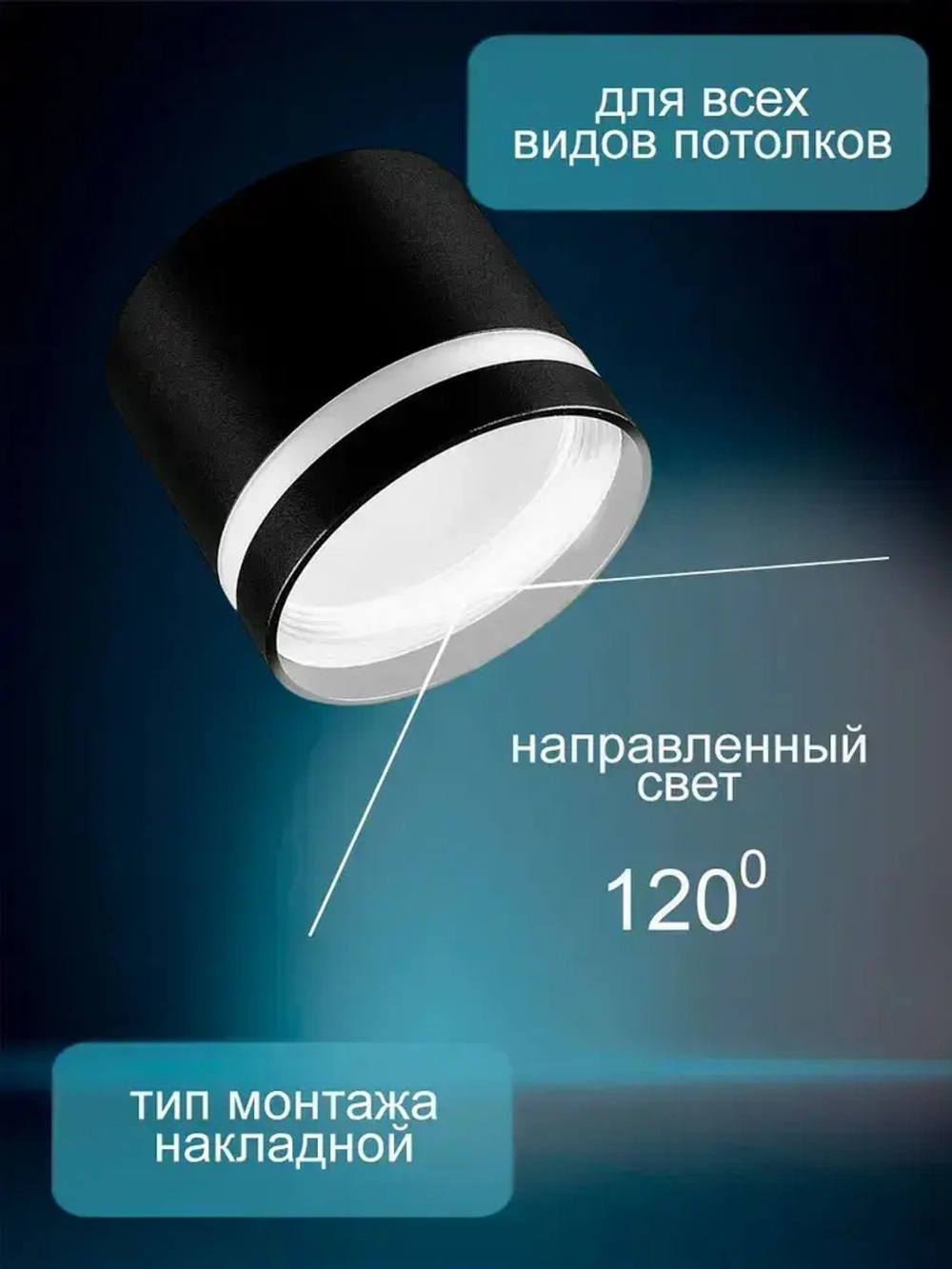 Накладной потолочный точечный светильник 2226 New Light под лампу GX53, черный / комплект 5шт