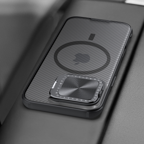 Чехол прозрачный тонированный (Transparent Black) от Nillkin с металлической крышкой и поддержкой MagSafe на iPhone 16 Pro Max, серия CamShield Prop Magnetic Case
