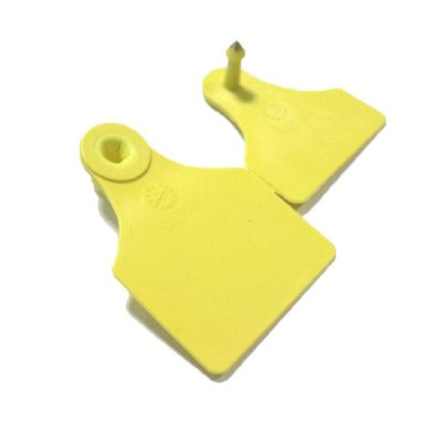 Бирка ушная большая двойная под щипцы без иглы, 60х85 мм, цвет желтый, 100 шт.