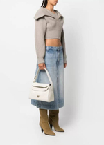 BIG LEAF BAG HOBO IN TUMBLED LEATHER - white