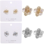 Серьги из гиппоалергенного металла со стразами «ПАЛУМНА», лилия, цвет золото и серебро, 1,3-dсм