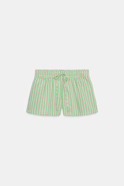 ZARA ШОРТЫ ИЗ ПОПЛИНА В ПОЛОСКУ, ЗЕЛЕНЫЙ