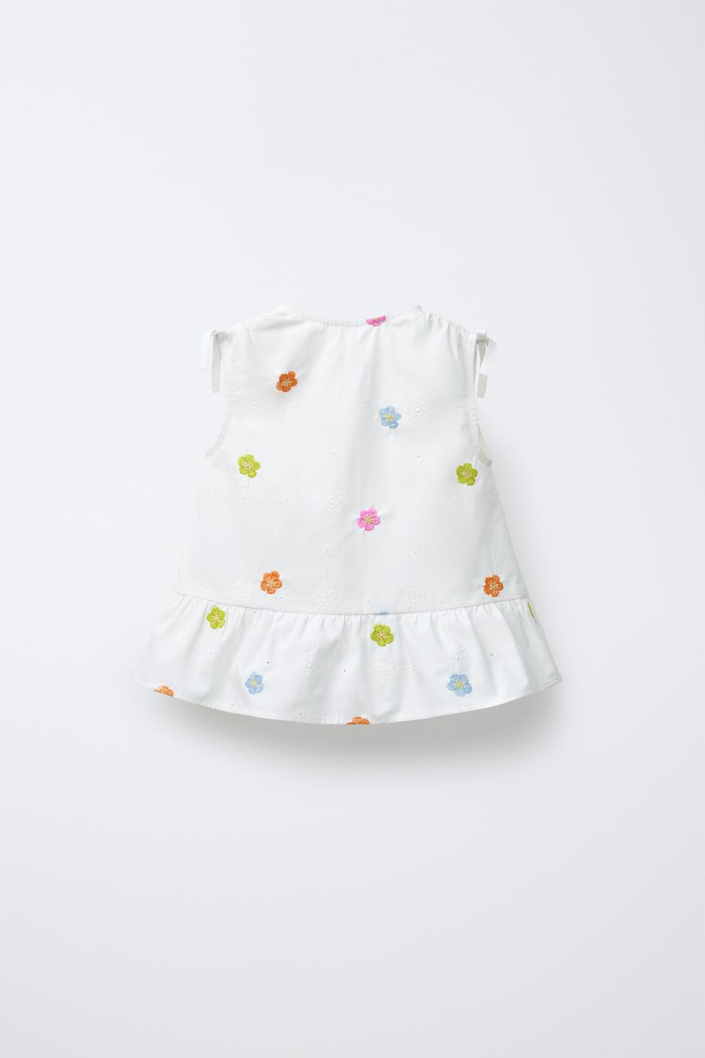 ZARA РУБАШКА ИЗ ПОПЛИНА С ВЫШИВКОЙ В ВИДЕ ЦВЕТОВ, ЖЕЛТОВАТО-БЕЛЫЙ