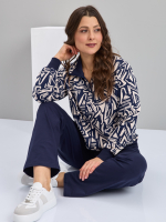 Костюм с брюками КБ-184/синий-треугольникиабстракция