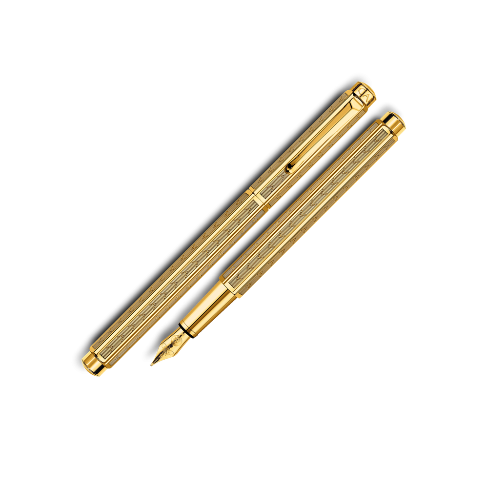 Перьевая ручка Carandache Ecridor Chevron gilded (F) латунь позолота перо сталь (958.198)