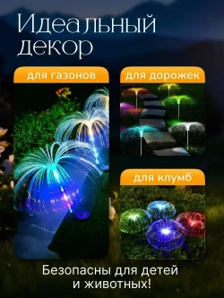Светильник уличный садовый Фонтан 2шт/ садовые светильники на солнечных батареях-7 цветов