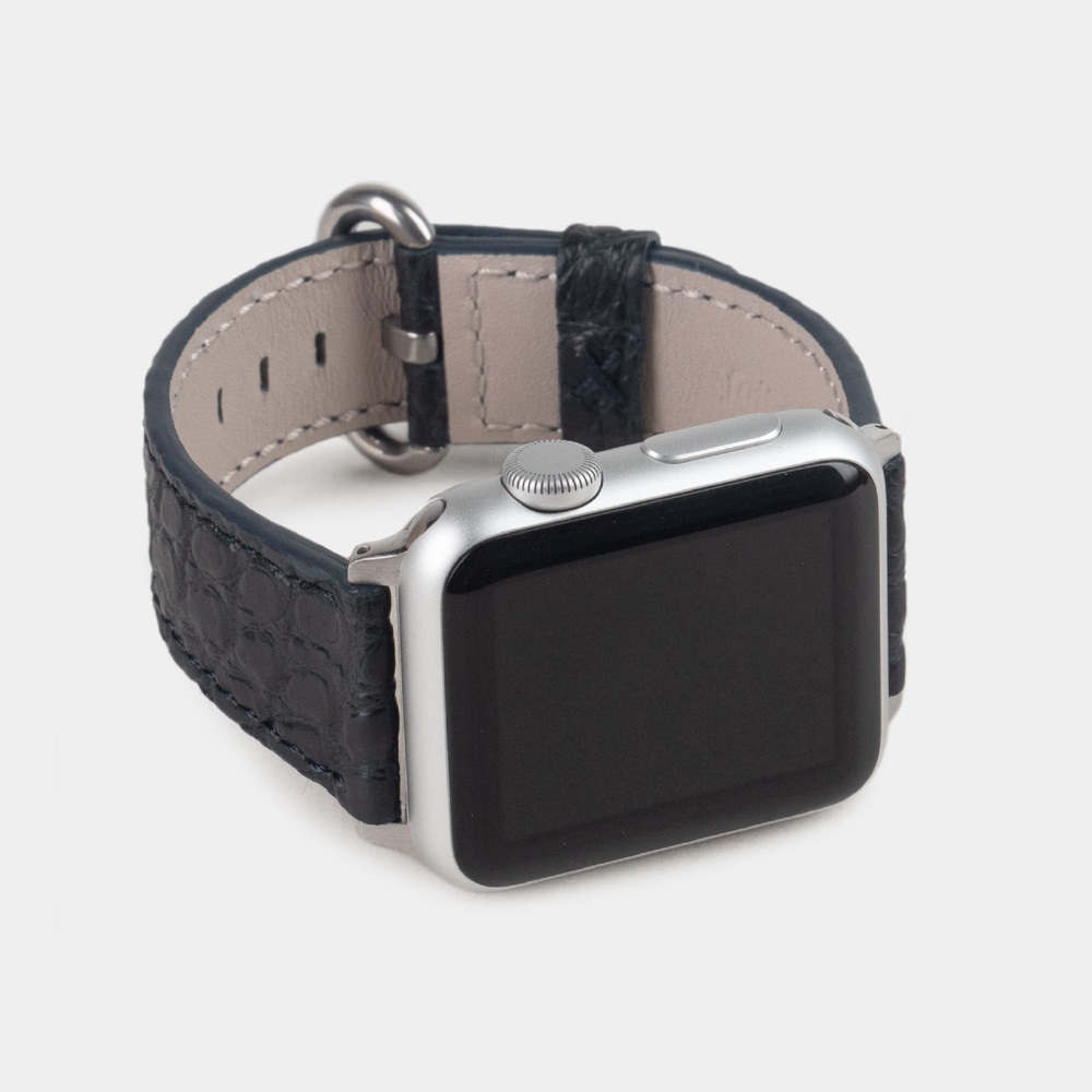 Ремешок для Apple Watch 40/41/42 mm из кожи аллигатора,темно-синего цвета