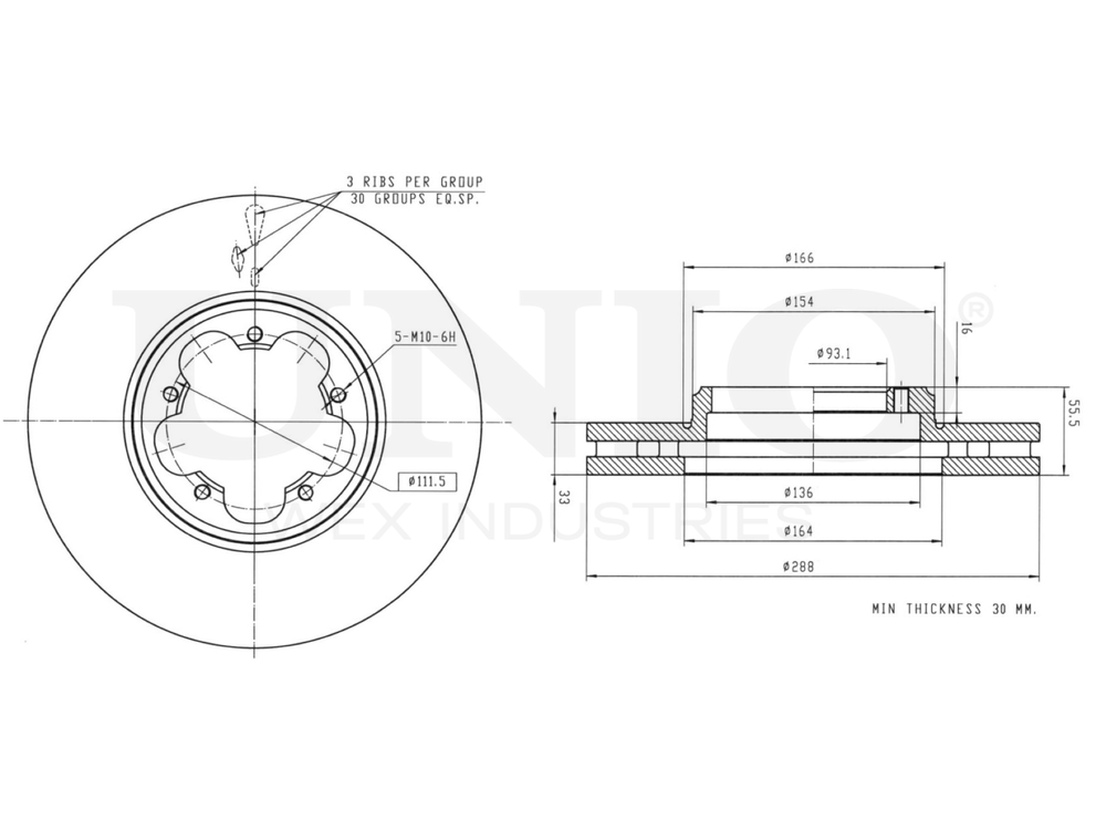 Диск тормозной передний UNIO BRD-20256