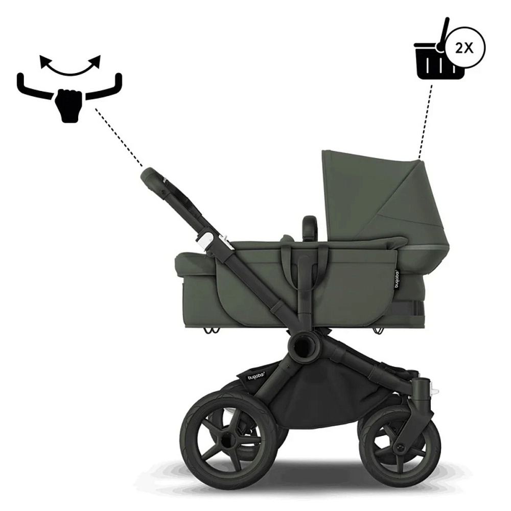 Коляска Bugaboo Donkey 5 Mono Complete 2 в 1 Black/Forest Green-Forest Green