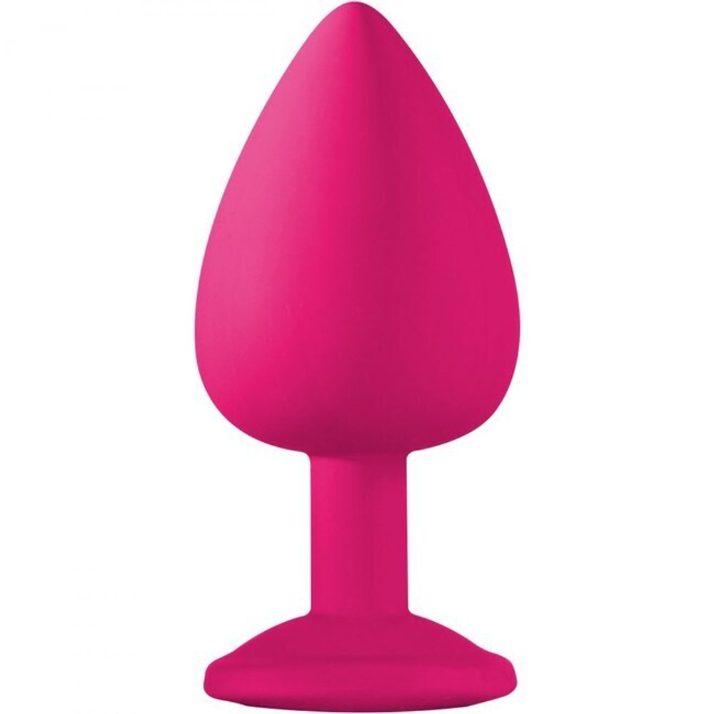 Большая силиконовая пробка с черным кристаллом Cutie Large (9,6 см , розовый с черным) (Цвет: розовый с черным)