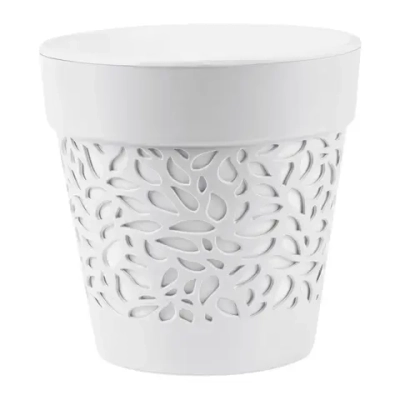 Кашпо для цветов пластиковое 8,3л d-22,5см «Блоссом» Белый/Белый