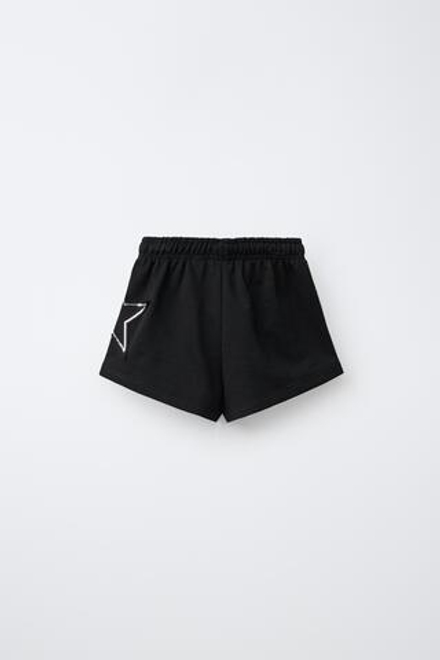 ZARA ШОРТЫ С НОМЕРОМ И ПАЙЕТКАМИ, ЧЕРНЫЙ