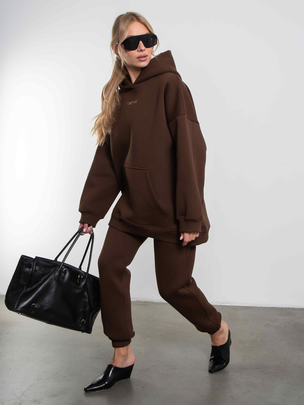 Худи женское оверсайз с начесом basis Коричневый