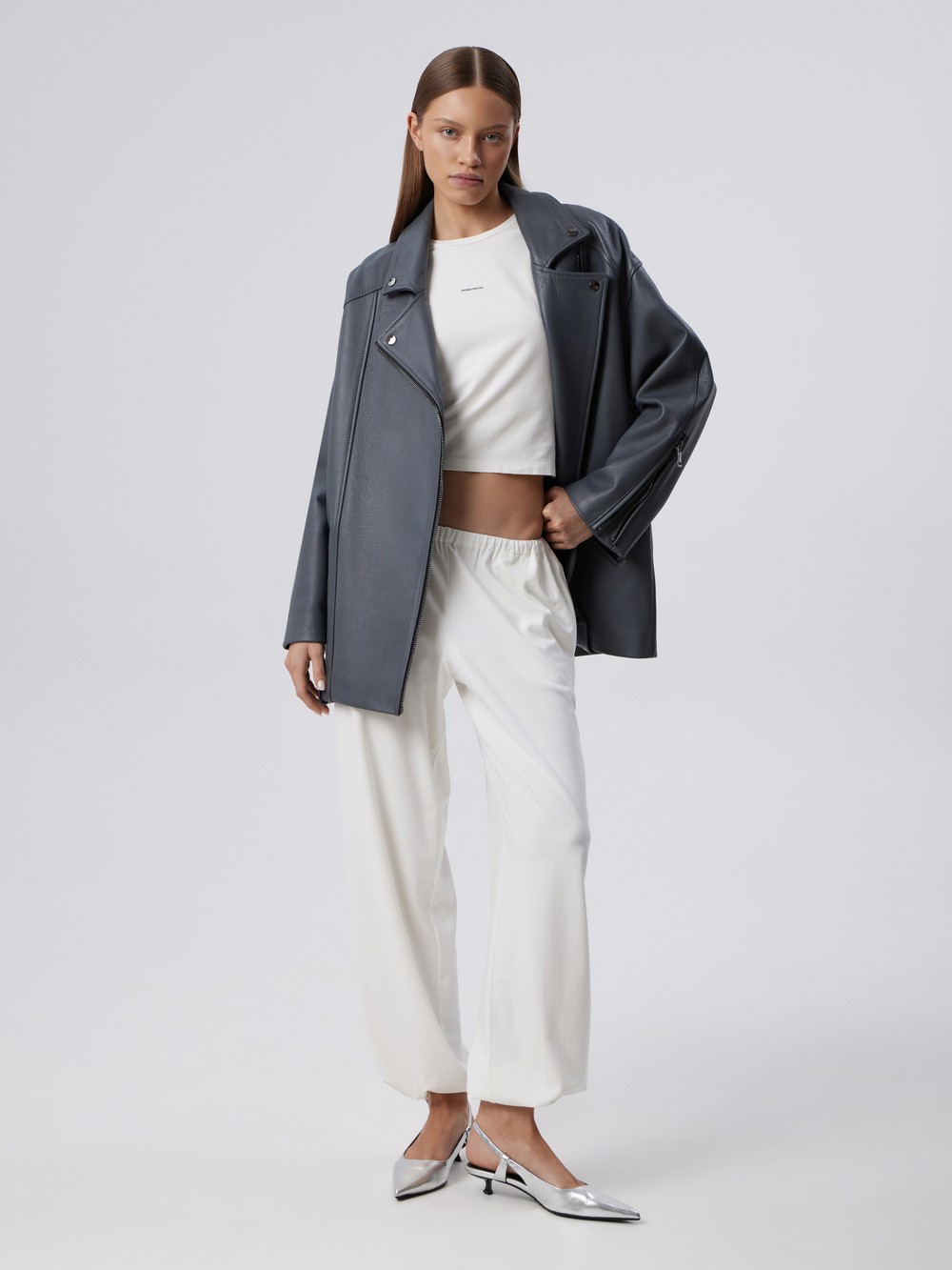 КУРТКА КОЖАНАЯ BIG OVERSIZE (GREY)