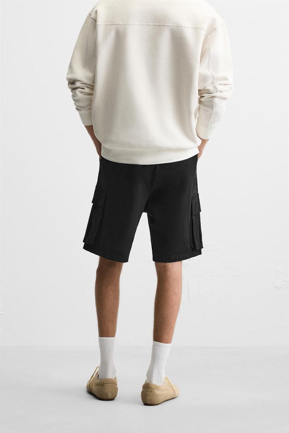 ZARA ШОРТЫ КАРГО, ЧЕРНЫЙ