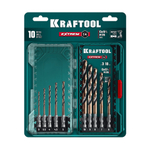KRAFTOOL НЕХ-1/4″, 10 шт, набор сверл по металлу для винтовёртов и шуруповертов IMPACT READY (29652-H10)