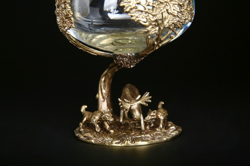 Бокал для коньяка "Охота" Лось в подарочном футляре с художественным оформлением