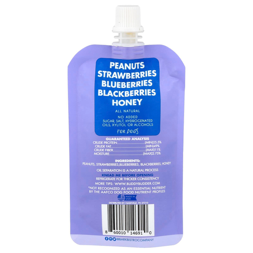 Bark Bistro, Buddy Budder, арахисовая паста, для собак, суперягодный снут, 113 г (4 унции)