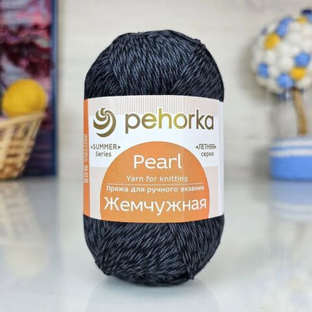 Жемчужная пряжа Пехорка 50%хлопок 50%вискоза 5х100г/425м (02-чёрный)