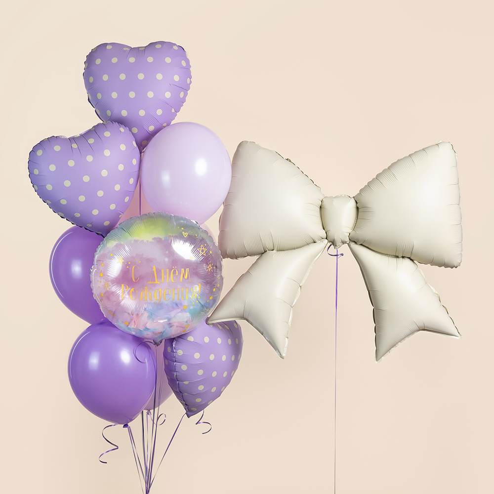 Фольгированный шар-фигура «Бант» в кремовом цвете, сатин, 99 см