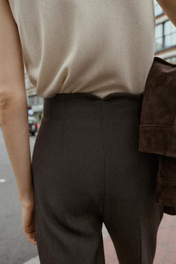 ZARA БРЮКИ С ВЫСОКОЙ ПОСАДКОЙ, КОРИЧНЕВЫЙ МЕЛАНЖ