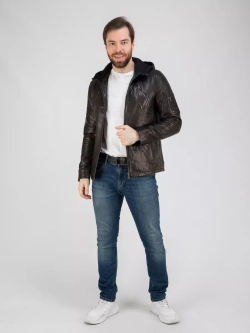 Куртка кожаная натуральная с капюшоном