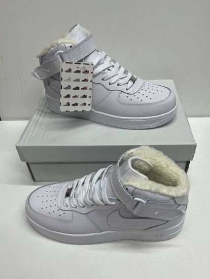Кроссовки Nike Air Force 1 High White с мехом