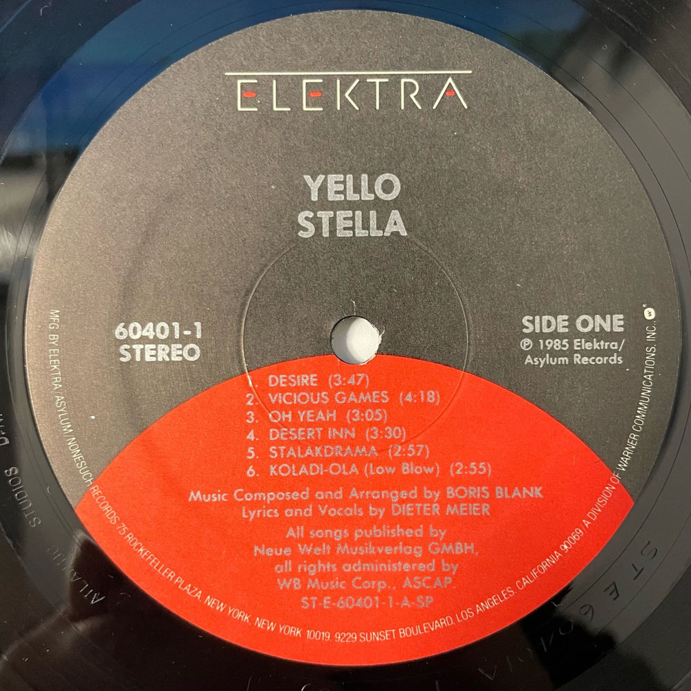 Винтажная виниловая пластинка LP Yello Stella (США 1985) Oh Yeah