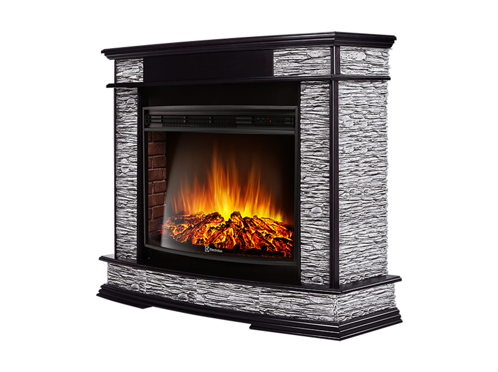 Портал Firelight Scala 30 камень сланец скалистый серый, шпон венге