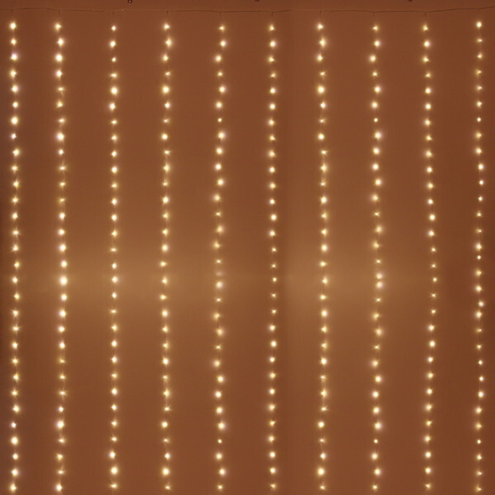 Гирлянда для улицы ЗАНАВЕС «Хвост» ш3м* в3м 300 ламп LED, 8 реж, USB, 220V + пульт,IP-54. Теплый белый