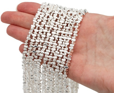 гтр552-сс Гематит синт. треугольник 5*5*2мм, светлое серебро, 19см