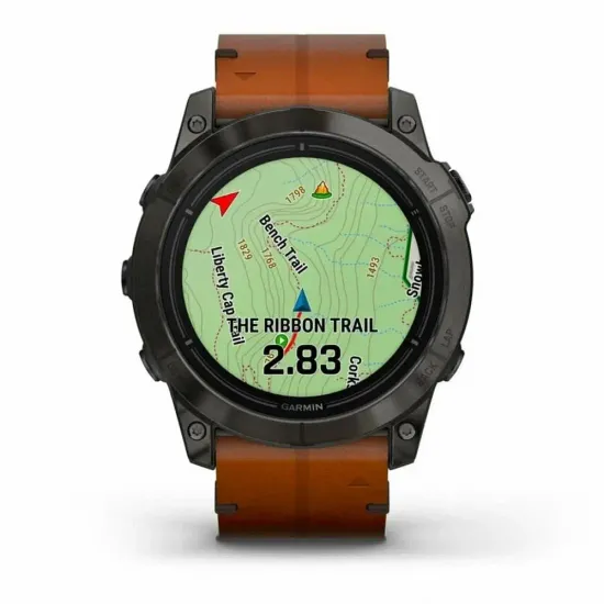 Смарт-часы GARMIN Epix PRO (Gen 2) Sapphire Edition 51 мм, титановый угольно-серый, DLC, коричневый кожаный ремешок