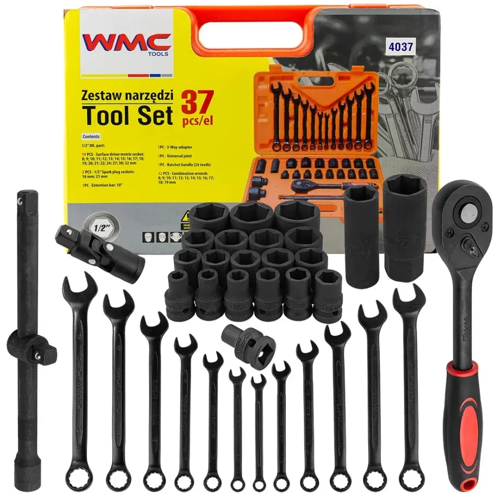 Набор инструментов ударных 37пр.1/2''(6гр.)(8-32мм) WMC TOOLS WMC-4037