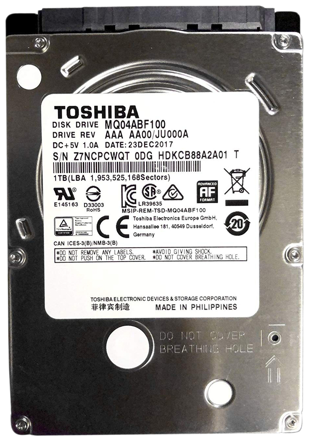 Жесткий диск 1TB SATA 6Gb/s Toshiba (KIOXIA) MQ04ABF100